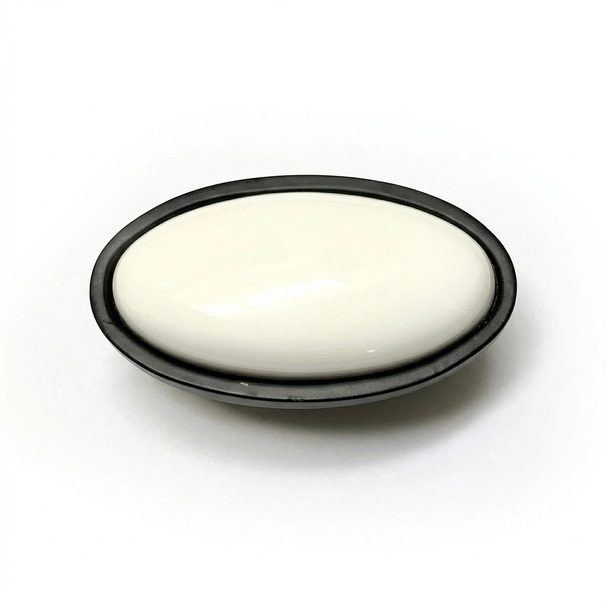 Tirador Porcelana Oval Blanco y Negro