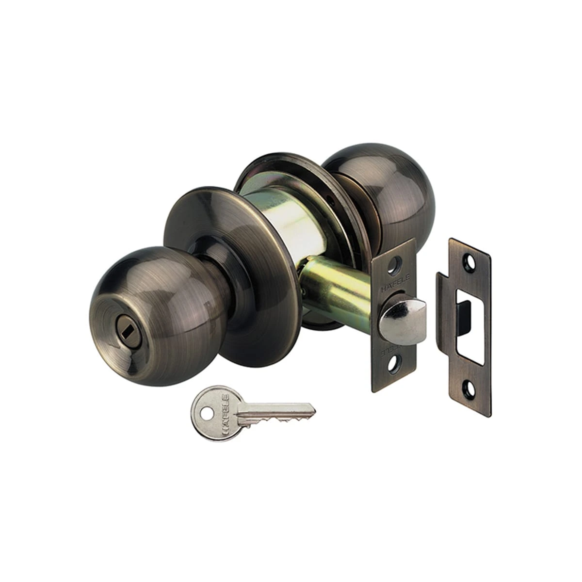 Cerradura Pomo Bronce c/llavin Antik