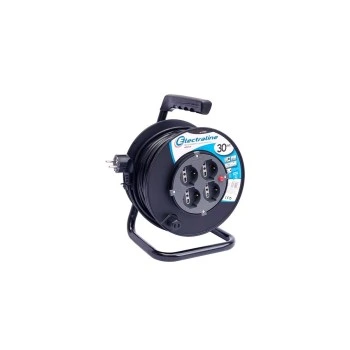 Carrete profesional c/ficha schuko 30mts 4 tomas schuko