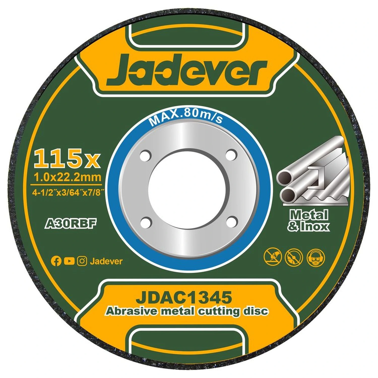 Disco P/Amoladora 4.1/2″ Jadever, Corte Metal – 1.0mm