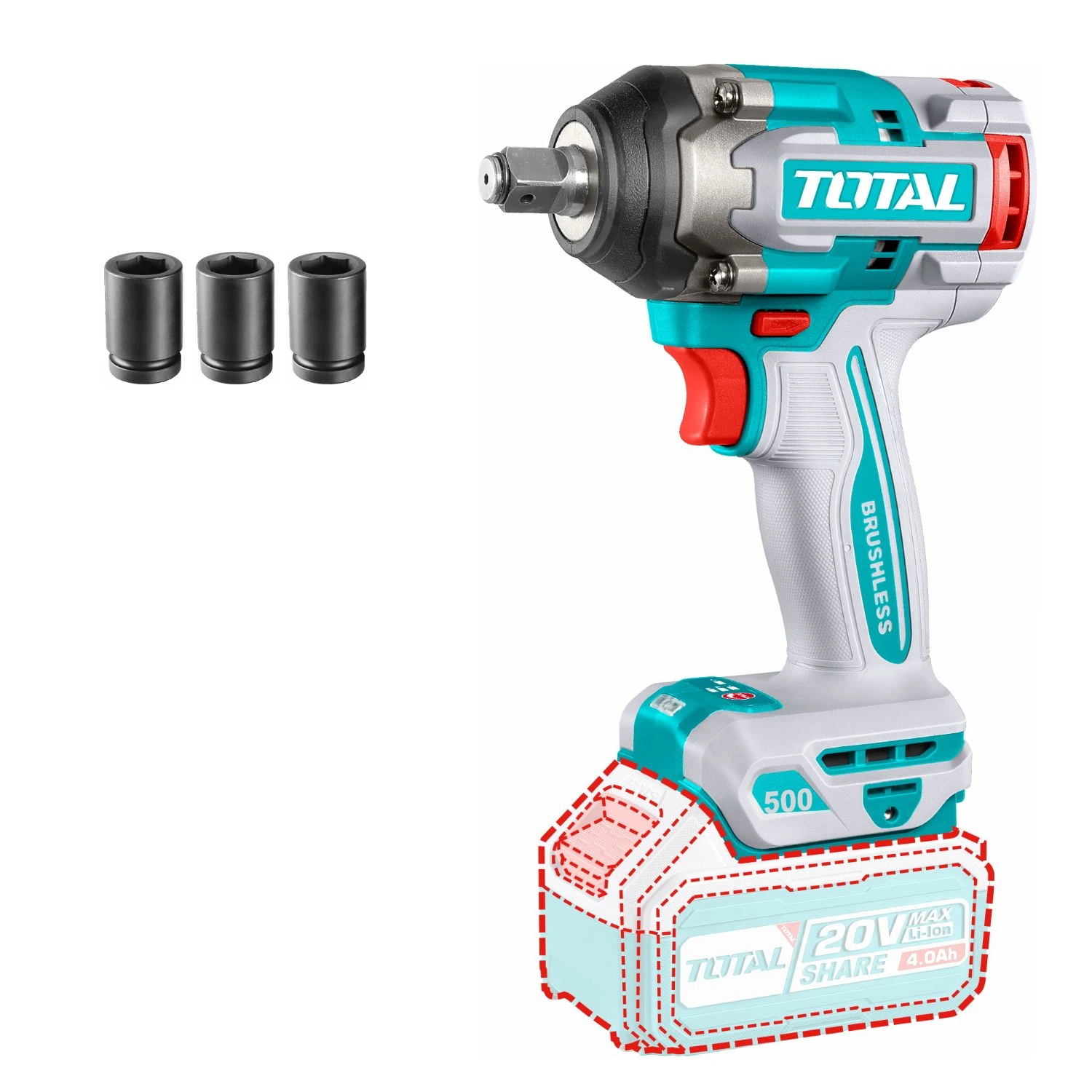 Llave De Impacto Total 1/2″ – 500Nm – 20v