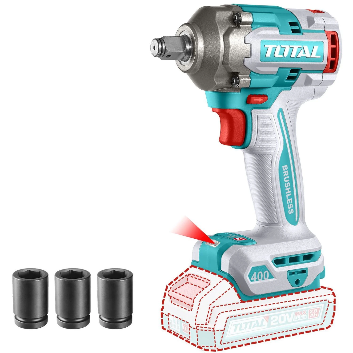 Llave De Impacto Total 1/2″ – 400Nm – 20v