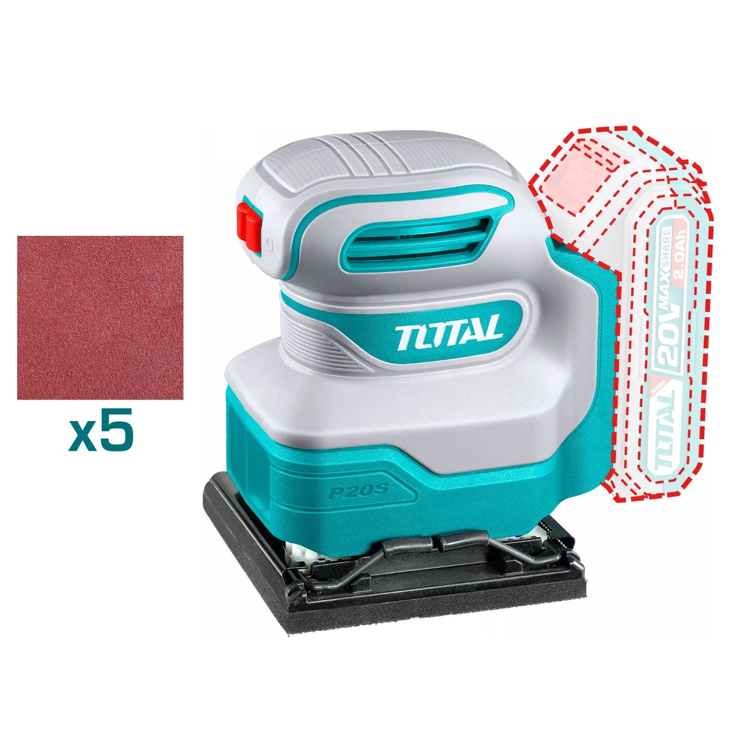 Lijadora Orbital Total 20v – 110x100mm