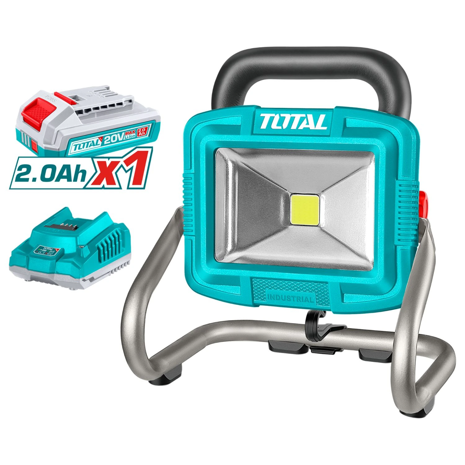 Foco LED Total 20v – 1800 Lúmenes, 1 Batería 2.0Ah + Cargador
