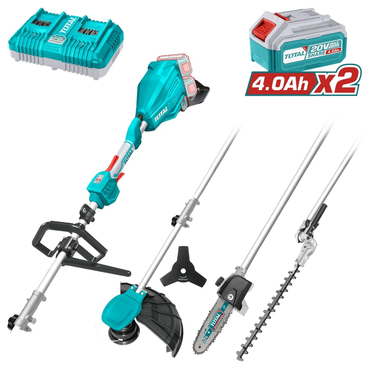 Desmalezadora Multifunción Total 4 En 1 – 40v, Con Batería y Cargador