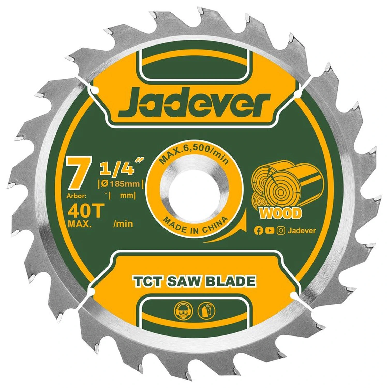 Disco P/Circular 7.1/4″ Jadever, Corte Madera – 40 Dientes, Eje 20mm