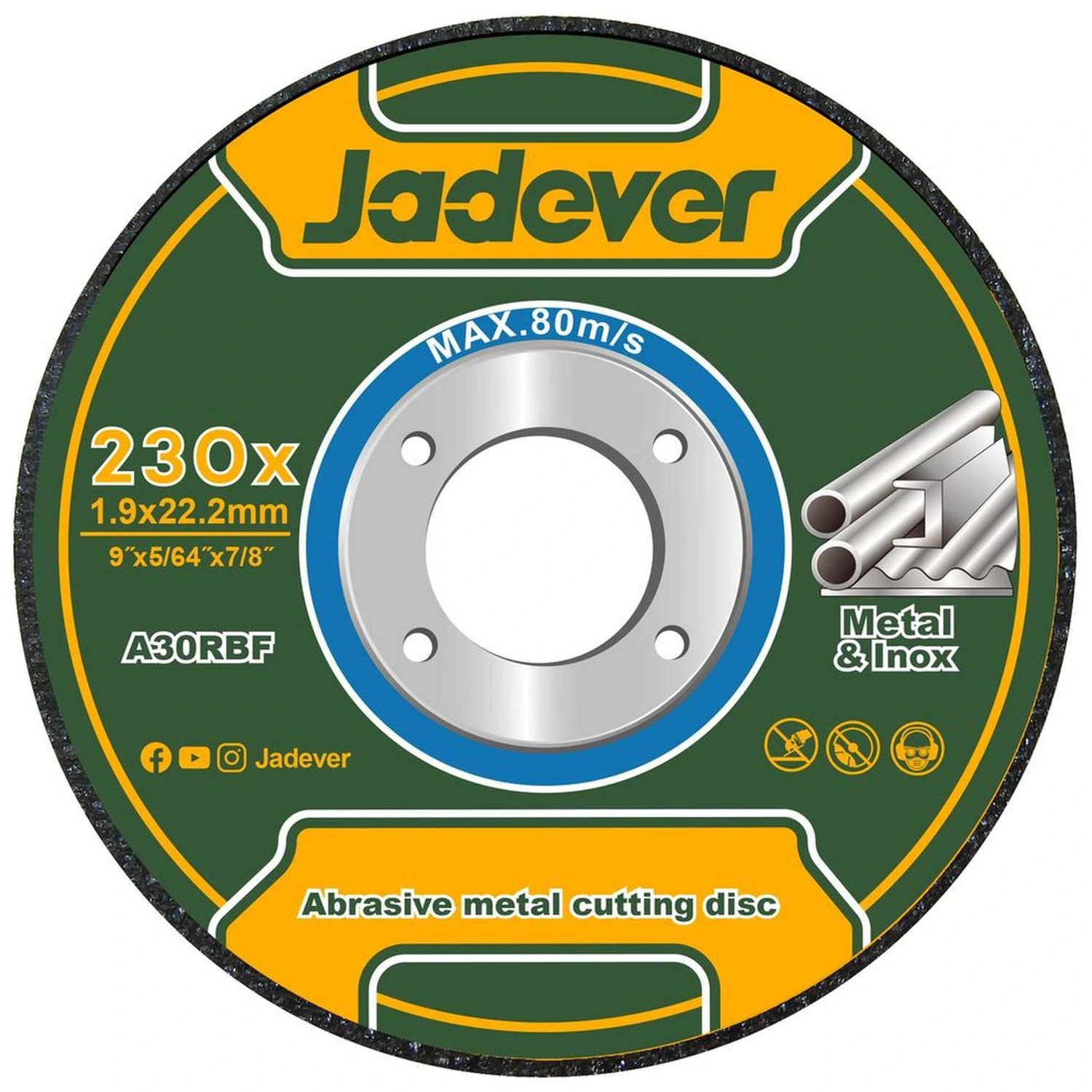 Disco P/Amoladora 9″ Jadever, Corte Metal – 1.9mm
