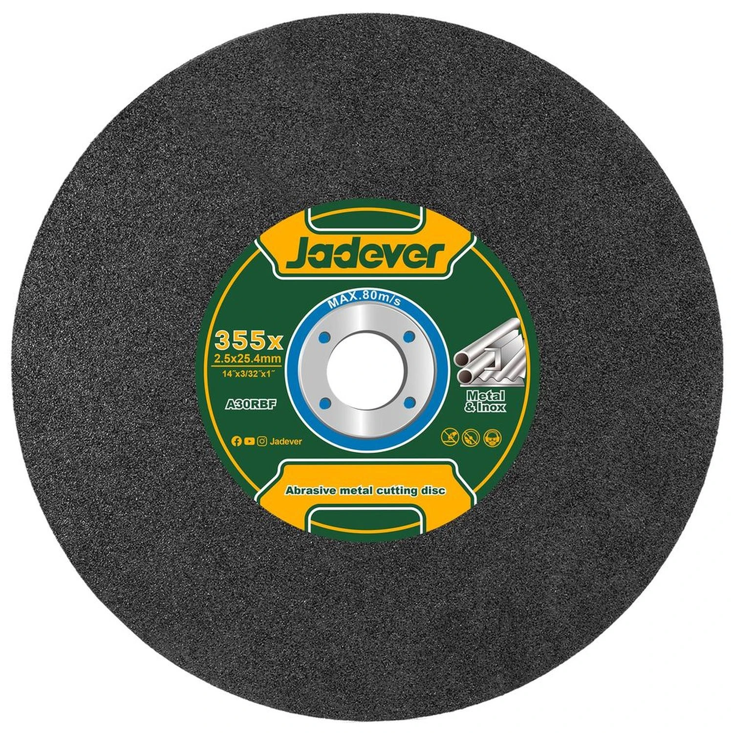 Disco P/Sensitiva 14″ Jadever, Corte Metal – 2.5mm, Eje 25.4mm