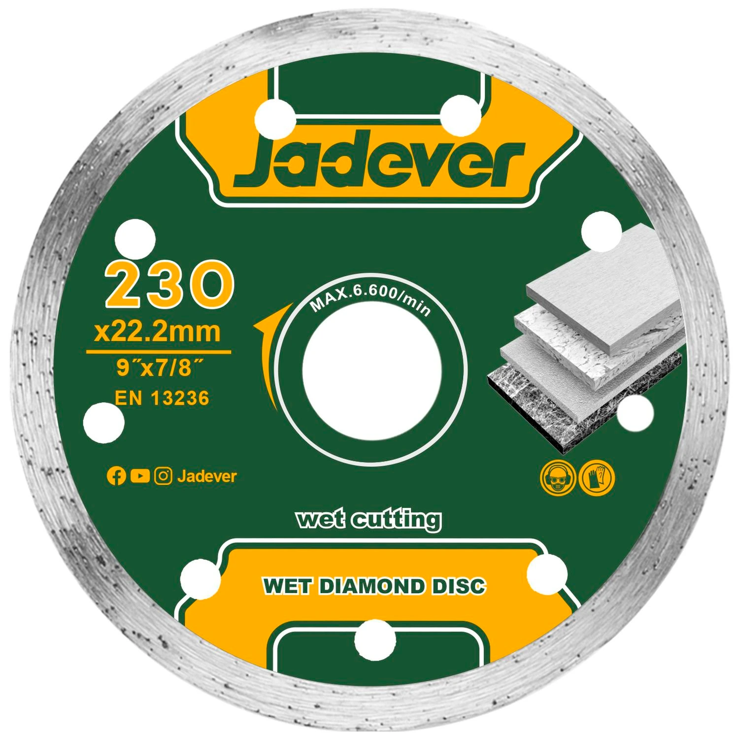 Disco Diamantado P/Amoladora 9″ Jadever – Continuo