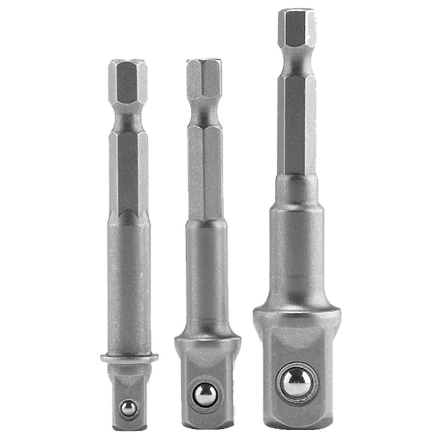 Set Adaptadores P/Dado Jadever 1/4″ + 3/8″ + 1/2″ – Vástago 1/4″ HEX