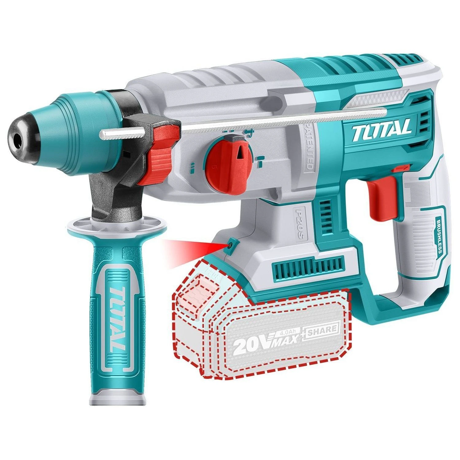 Rotomartillo Total SDS Plus – 20v, Sin Carbones