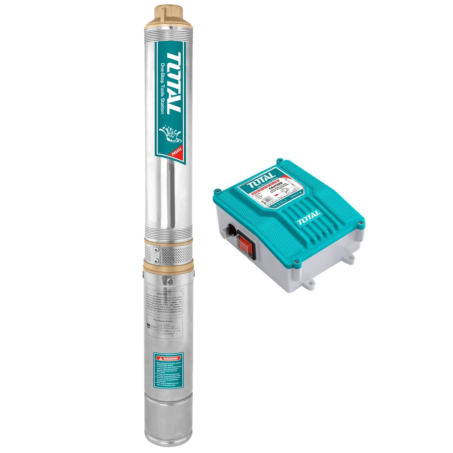 Bomba De Pozo Sumergible A Turbina Total – 0.75HP – 4″ – Con Controlador