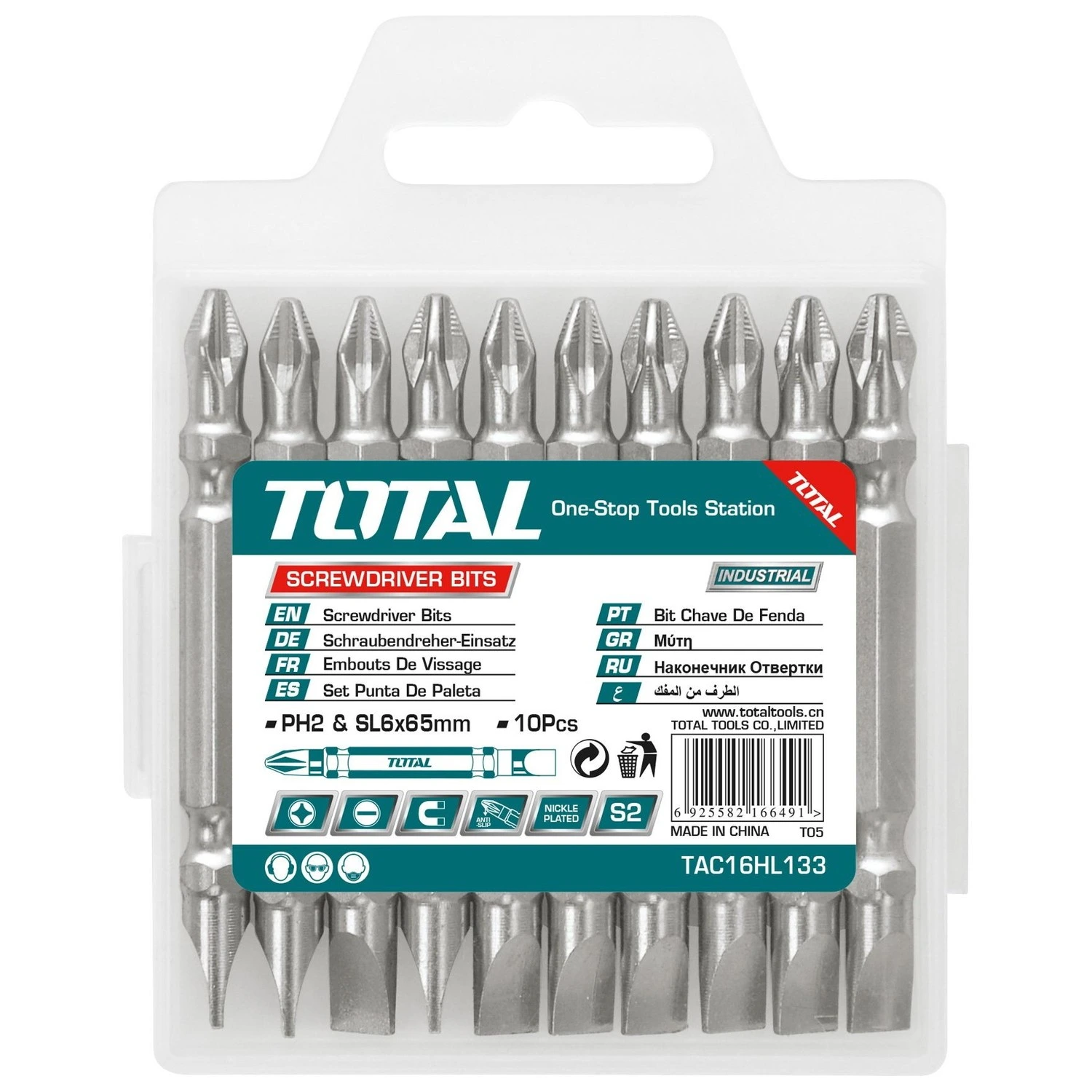 Set De 10 Puntas Total Para Atornillador – Phillips + Chato