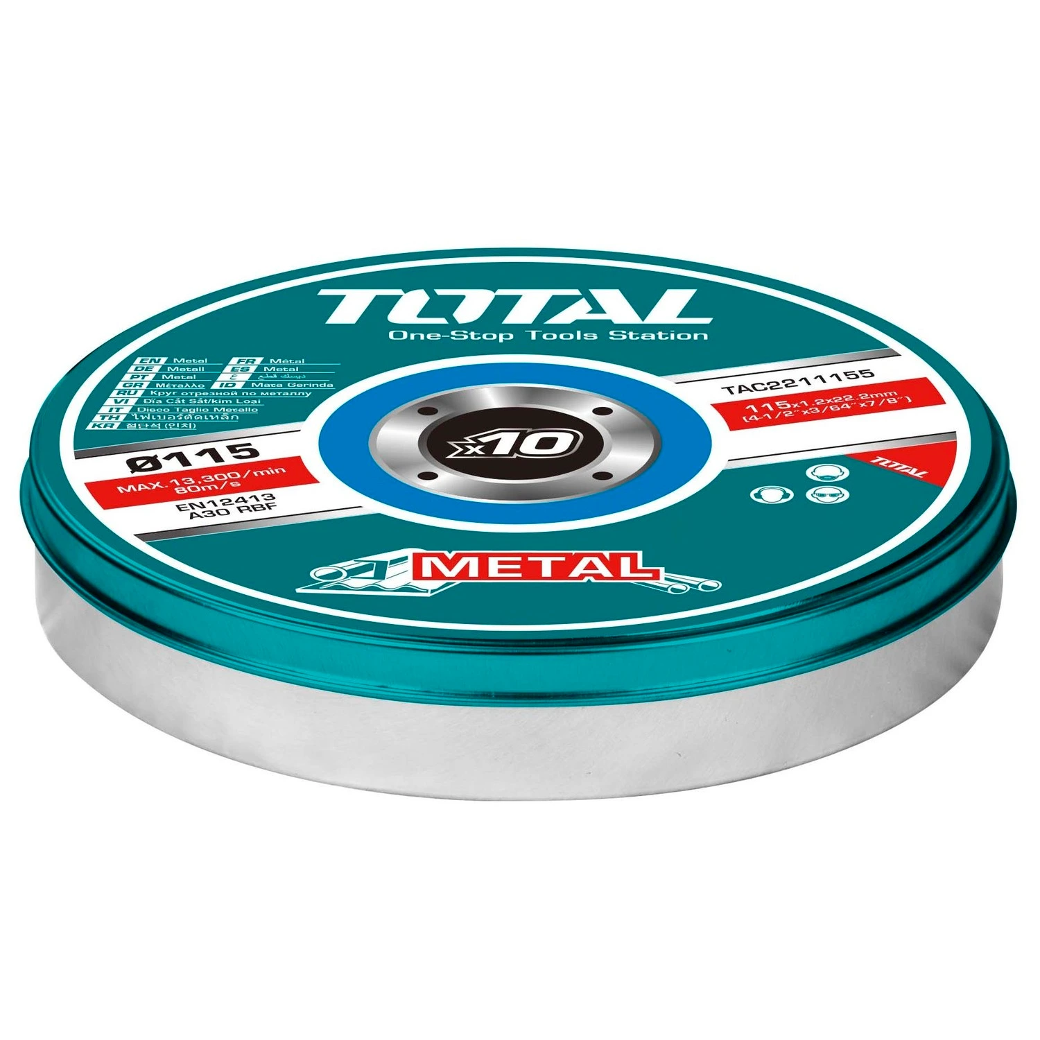 Disco P/Amoladora 4.1/2″ Total, Corte Metal – 1.2mm, Set x 10
