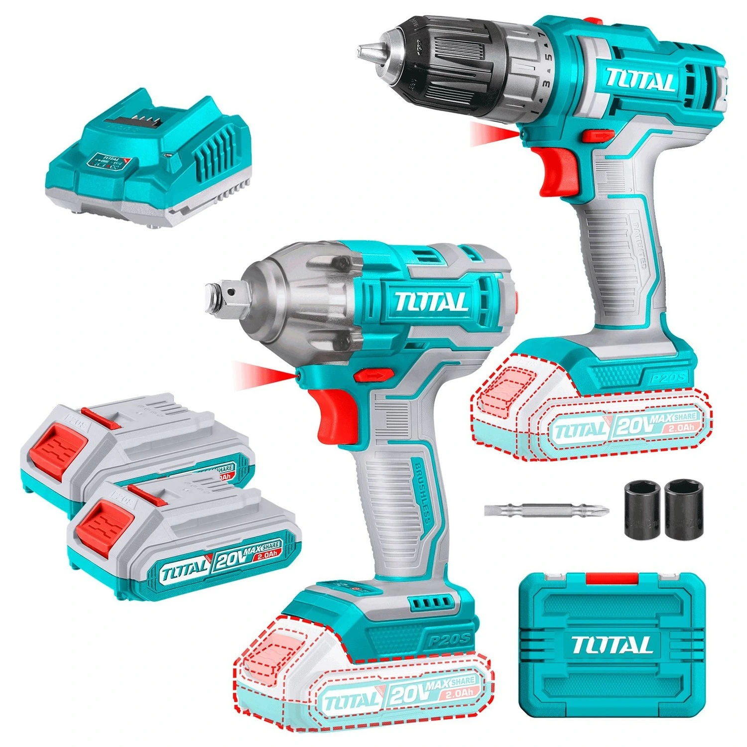 Kit Total 20v – Atornillador 10mm + Llave De Impacto 1/2″