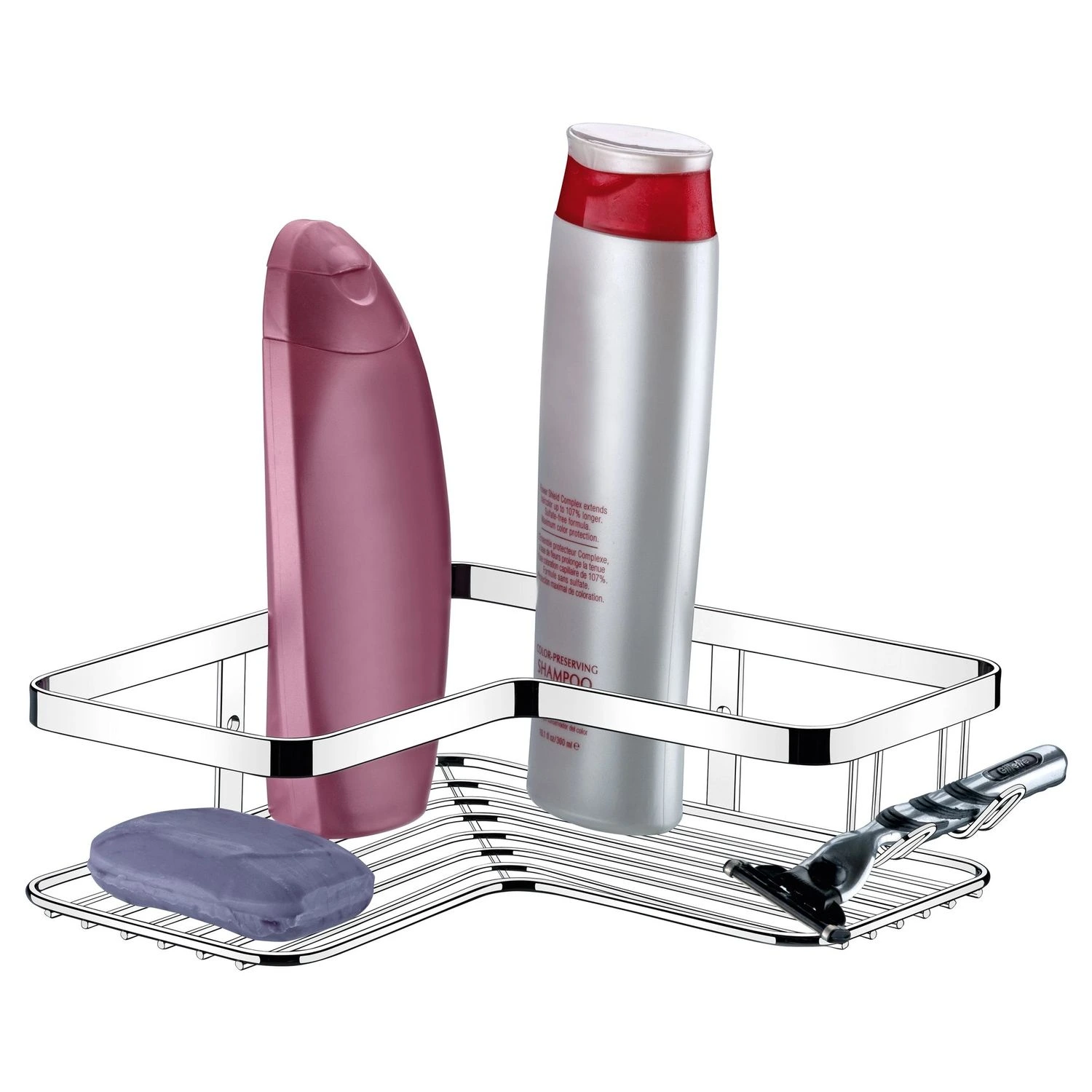Porta Shampoo Esquinero De Acero, Future – Cromado