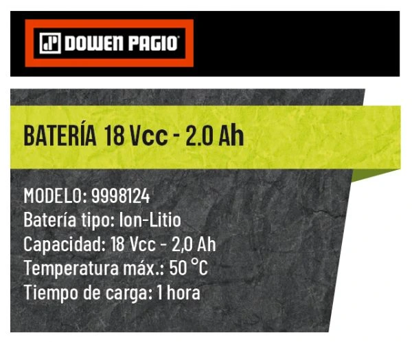 DOWEN PAGIO BATERIA 18V – 2AH