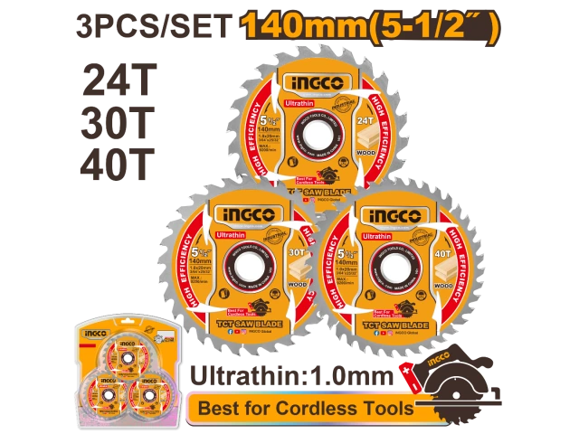 INGCO SET X3 DISCOS SIERRA CIRCULAR 140MM 5 1/2″_TSB4003