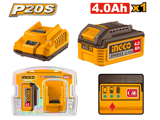 INGCO SET X1 BATERIA 20V 4.0AH + 1 CARGADOR _FBCPK1012