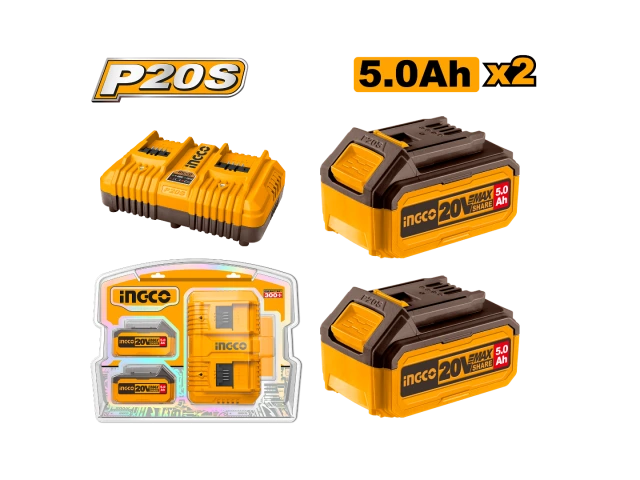 INGCO SET X 2 BATERIAS 20V 5AMP + 1 CARGADOR_FBCPK2425