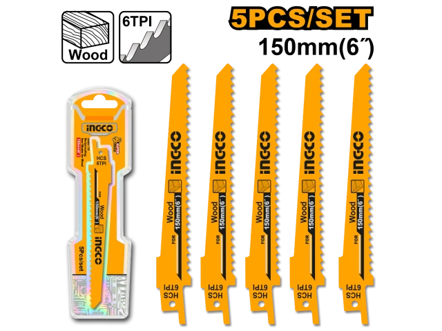 INGCO SET 5PCS HOJAS PARA SIERRA SABLE PARA CORTE RAPIDO EN MADERA _RSB611D