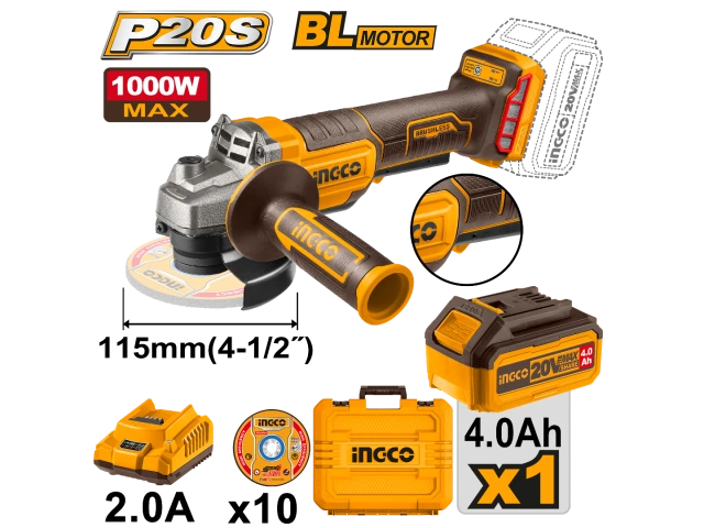 INGCO AMOLADORA 20V 1 BAT/CARGADOR CAGLI2111561
