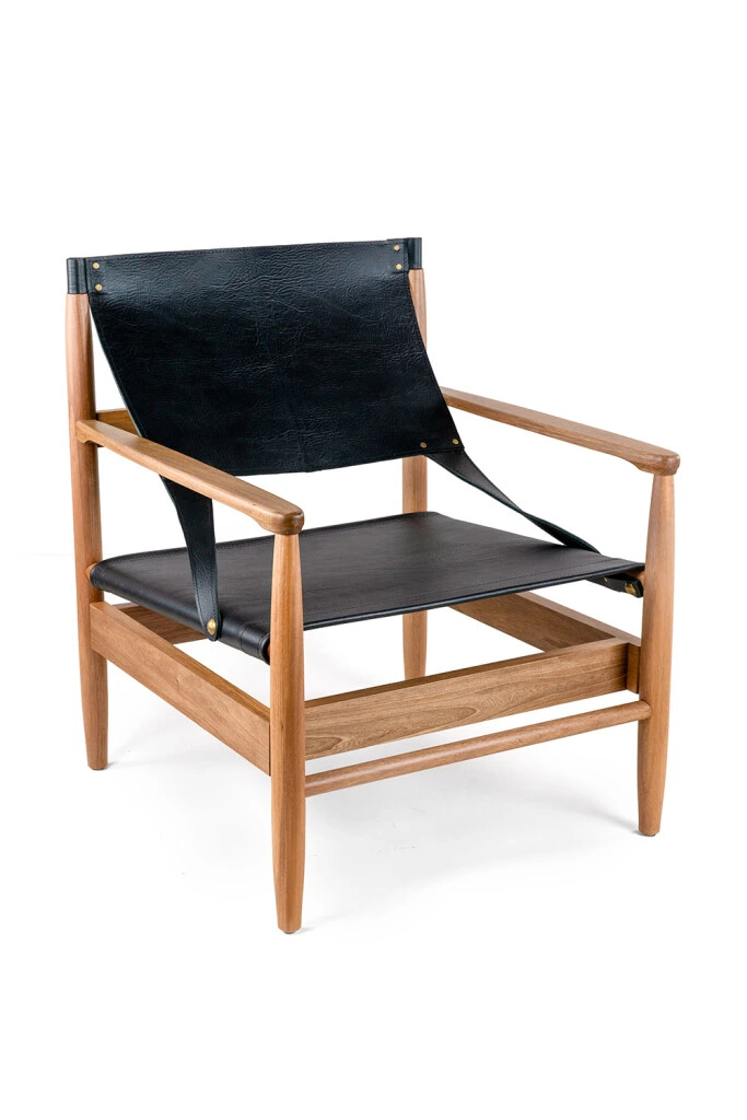 Montana - POLTRONA MONTANA IN NATURA Y CUERO NEGRO 75X74X88H CM (UNIDAD)