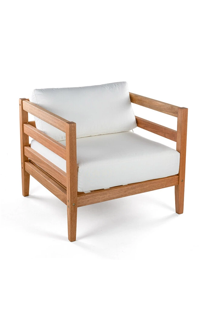 CANNES POLTRONA - POLTRONA CANNES RIPADA Y ACQUABLOCK CRUDO 86x74x66CM JATOBA (UNIDAD)