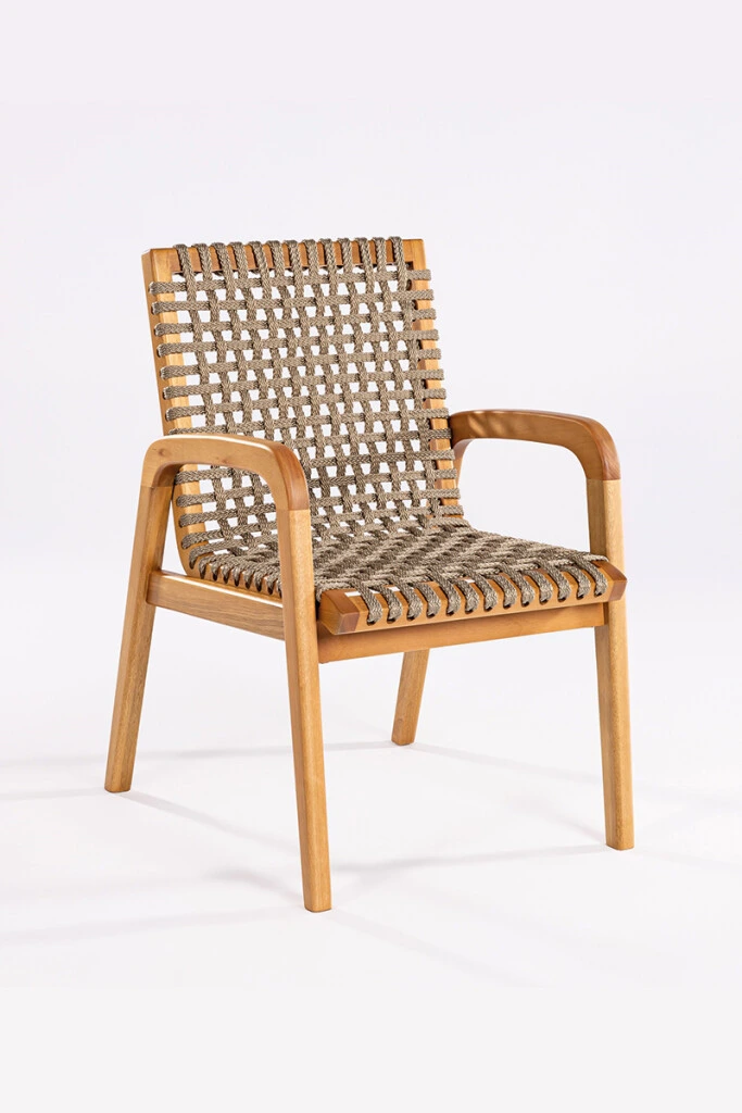 TRACO SILLA - SILLA TRACO C/BRAZO CUERDA RAMI 56x62x85CM JATOBA (UNIDAD)