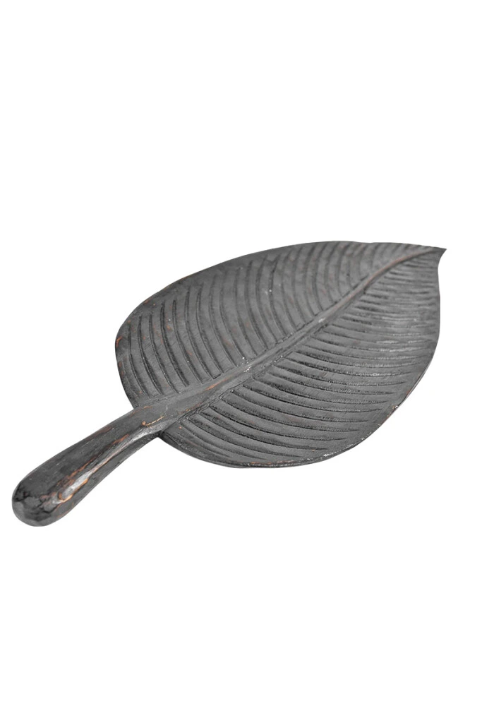 ADORNOS - CENTRO DE MESA TROPICAL LEAF BLACK 50X21X3H CM (UNIDAD)