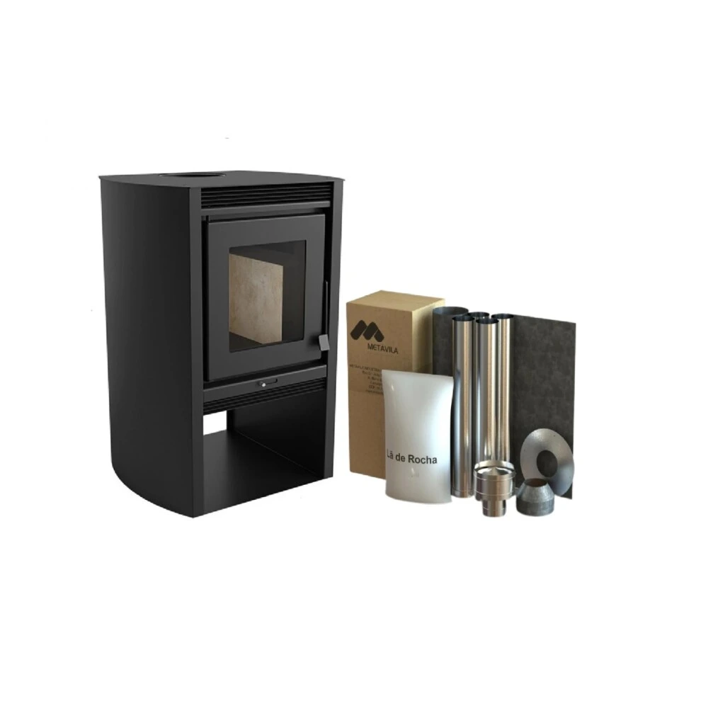 Calefactor a Leña 75 m² Metávila 690GF con Kit para Techo | Doble Combustión