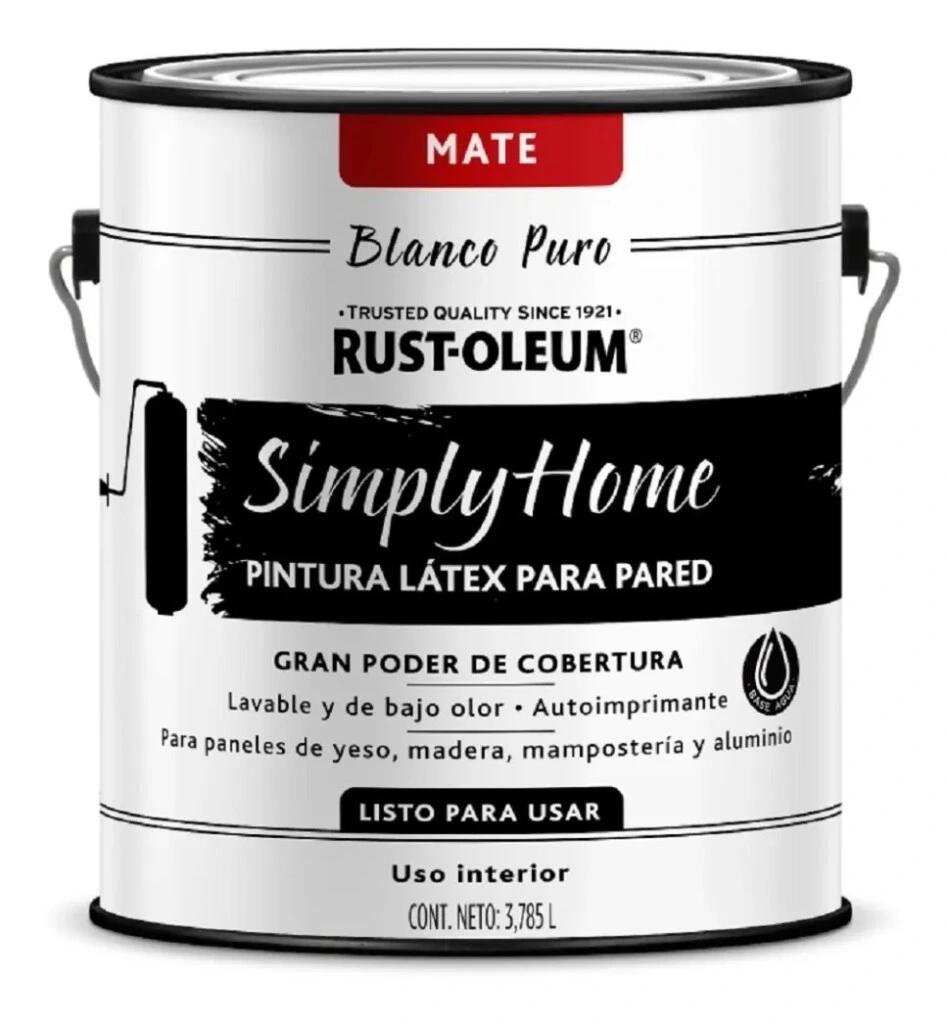 Pintura Látex Lavable Interior Blanco Mate Simply Home 4L / 10L