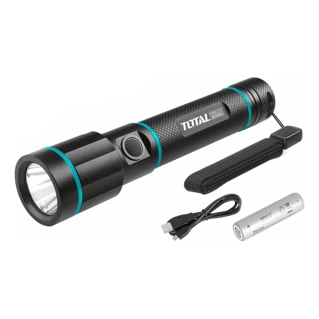 Linterna Táctica LED Total 450 Lúmenes Recargable USB Aluminio
