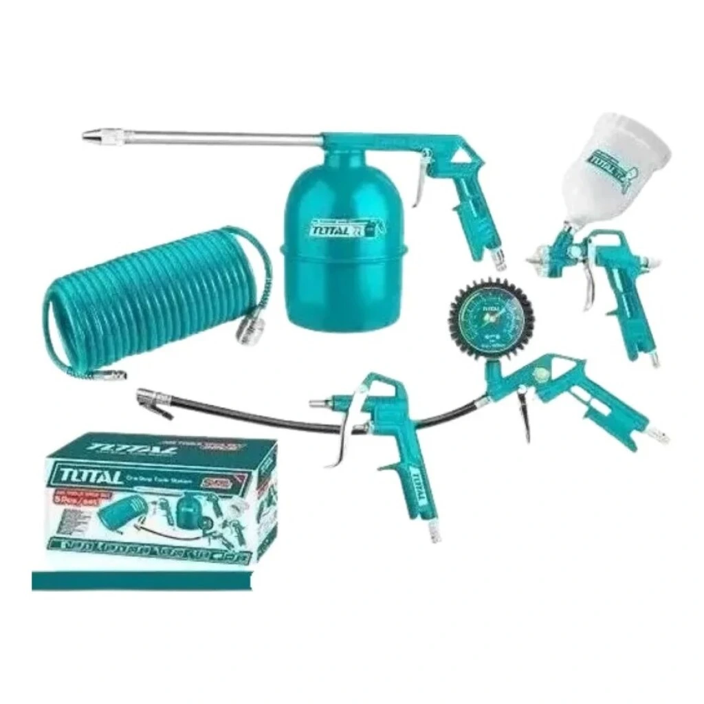Kit de Accesorios para Compresor Total 5 Piezas con Pistola de Pintar e Inflador