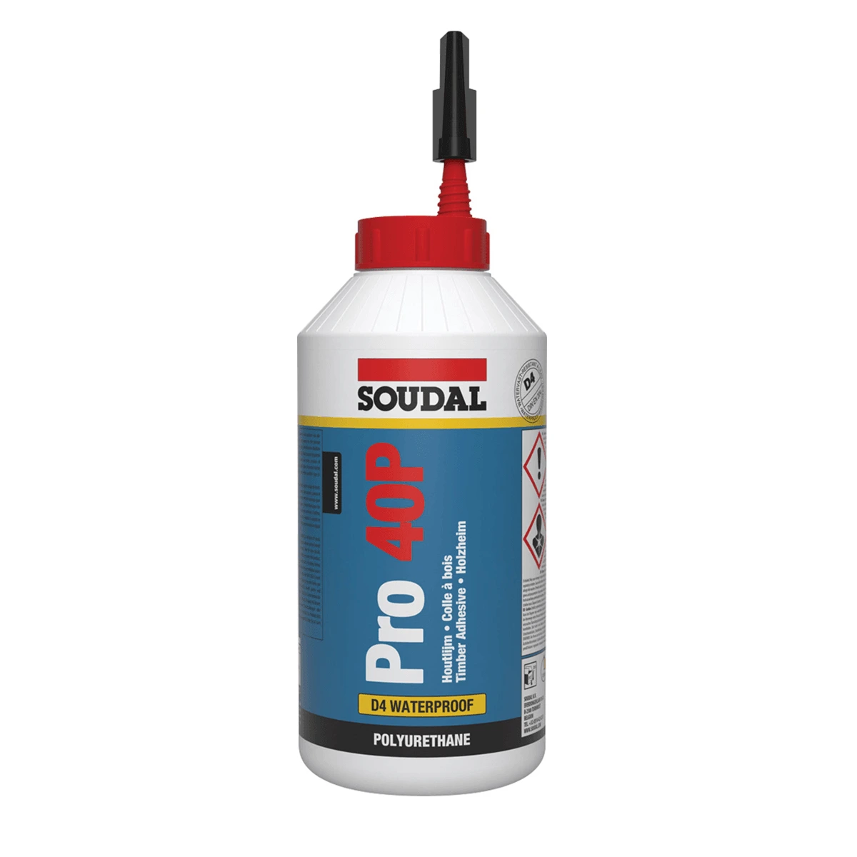 Cola Poliuretano para Madera Soudal Cola Pro 40D D4 Exterior Marrón – 750 g