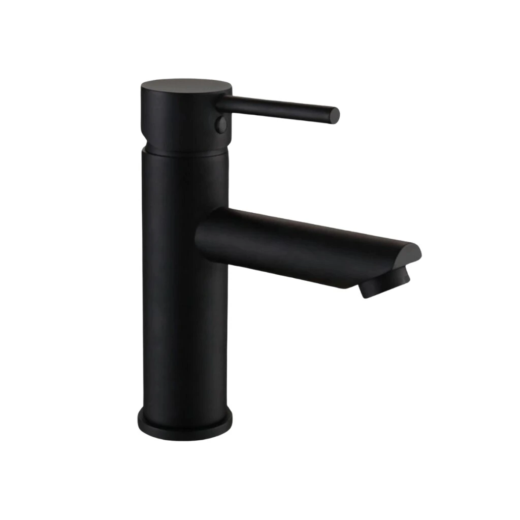 Monocomando para lavatorio, acero inoxidable, 9cm de altura, línea U Home, modelo Plus, negro mate.