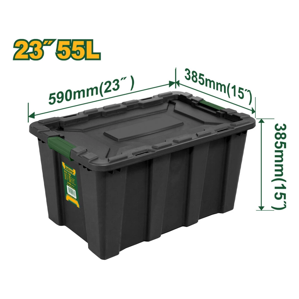 Contenedor Plástico Apilable 55L Negro Jadever