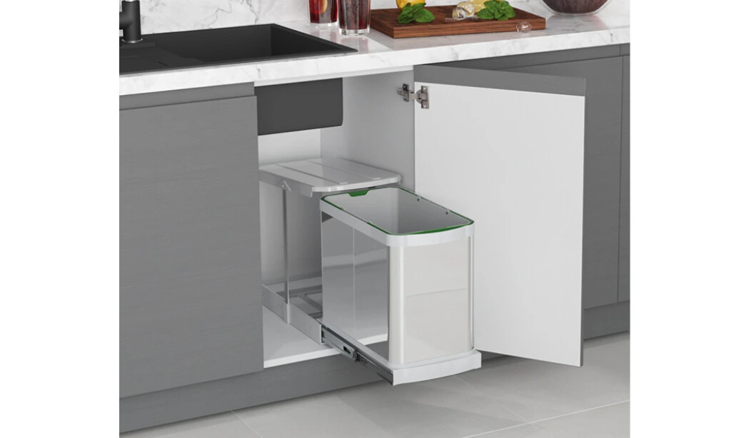 Cubo De Basura Extraible Acero Inox 24 Lts S-2572-g
