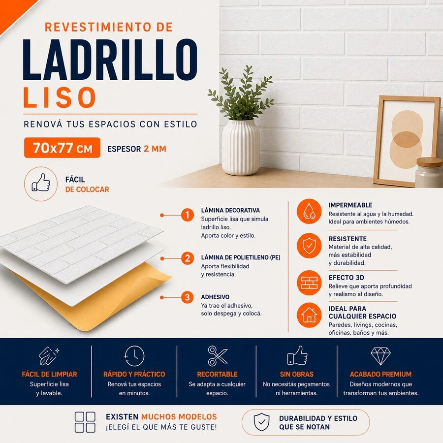 ADHESIVOS LADRILLOS LISOS