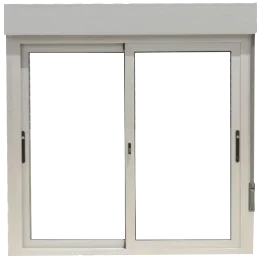 Ventana de aluminio con cortina de enrollar de 100×100