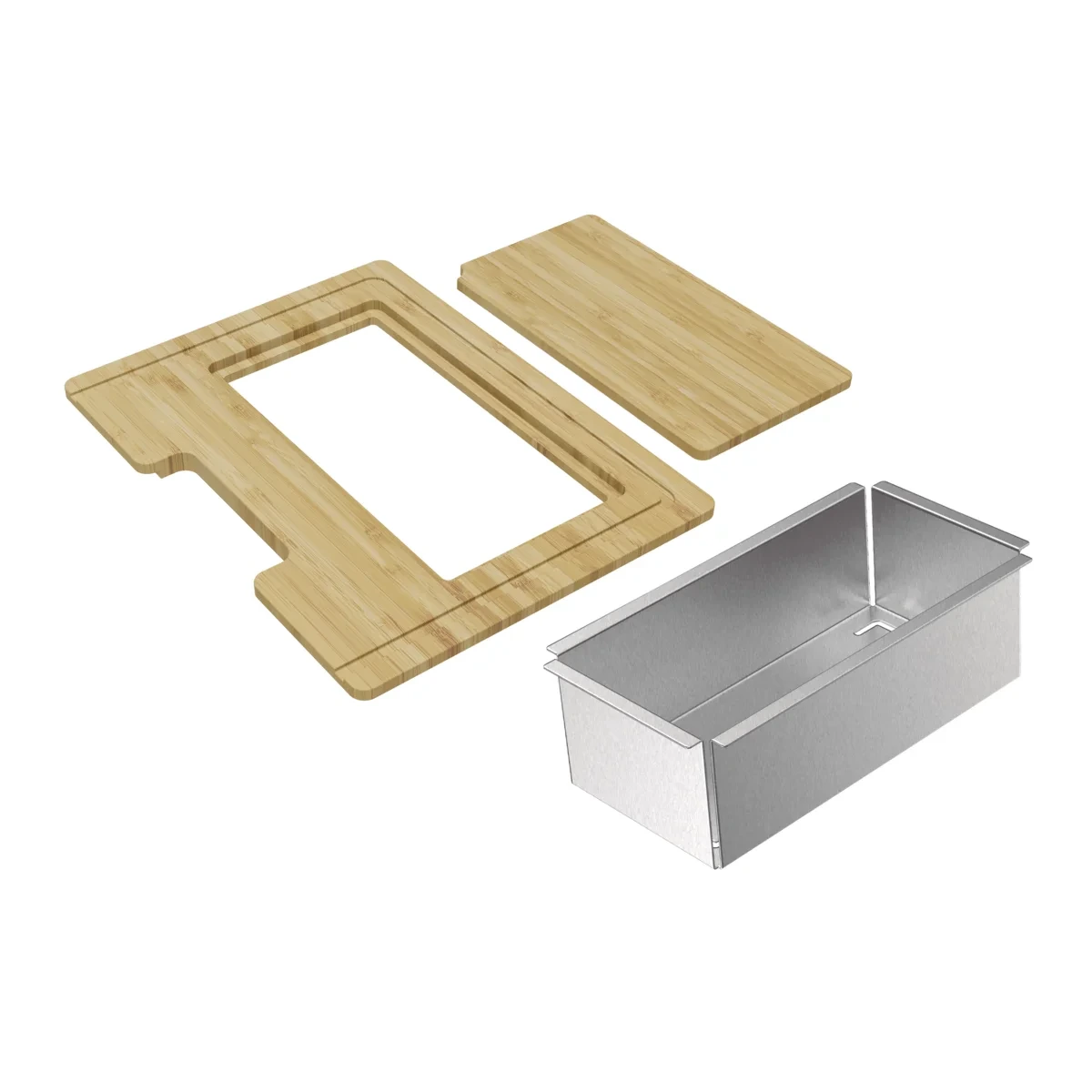 Kit Accesorios para Bacha Quadrum Design Collection Tramontina 42×40 cm con Tabla Auxiliar y Cesta Colador de Acero Inoxidable