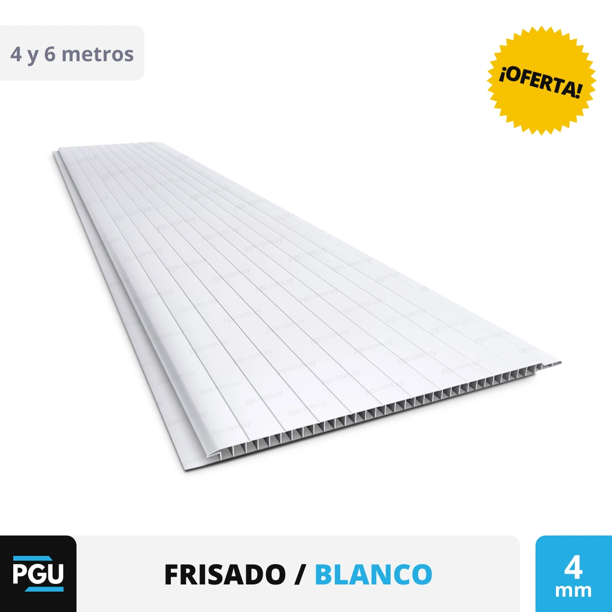 Cielorraso de PVC Blanco Frisado – Plasbil 20cm x 4mm