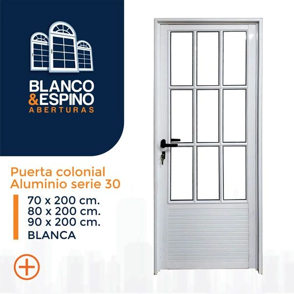PUERTA ALUMINIO SERIE 30 – 3/4 Colonial Blanca