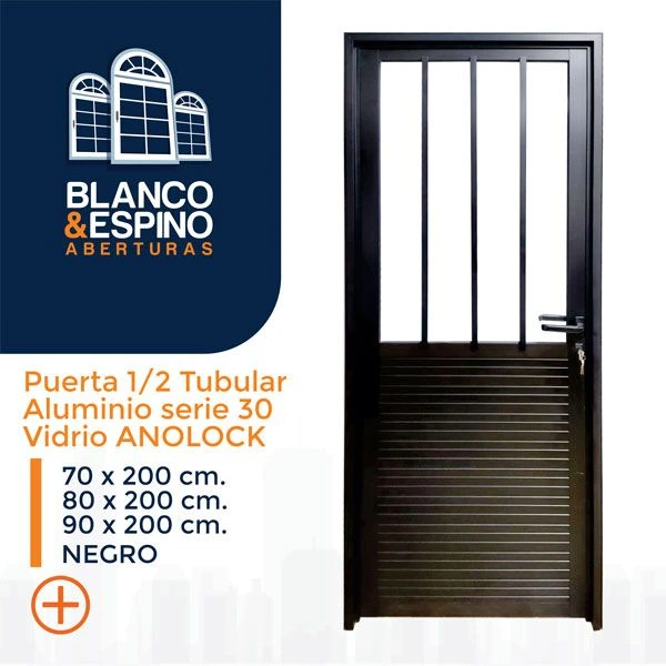 PUERTA ALUMINIO SERIE 30 – Tubular Negro