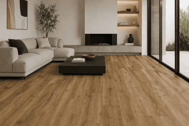 Piso Flotante Vinílico SPC Harsen Roble Natural Click ® GS-006 precio por m² caja de 2.22 m²