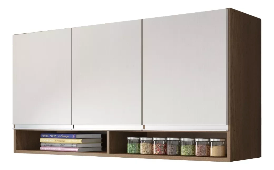 Mueble Alacena Aéreo De Cocina 3 Puertas De Colgar 1.20 Mdp Color Beige/marrón