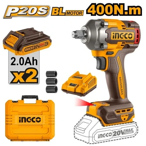 Llave de impacto Batería 20v Cargador 2 Baterías + Valija