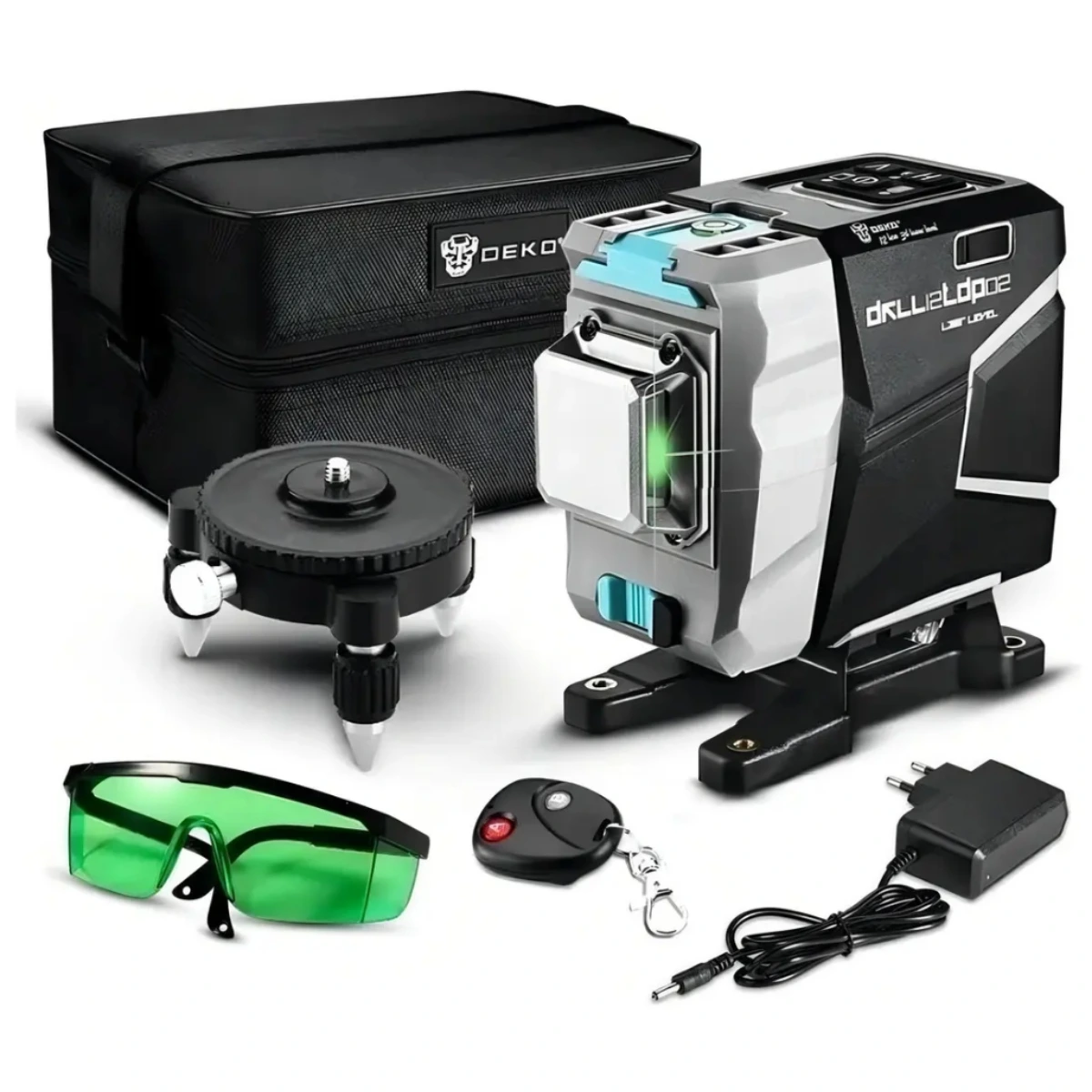 Nivel Láser 3D 360° Deko DKLL12tdP02 Haz Verde Precisión 3mm