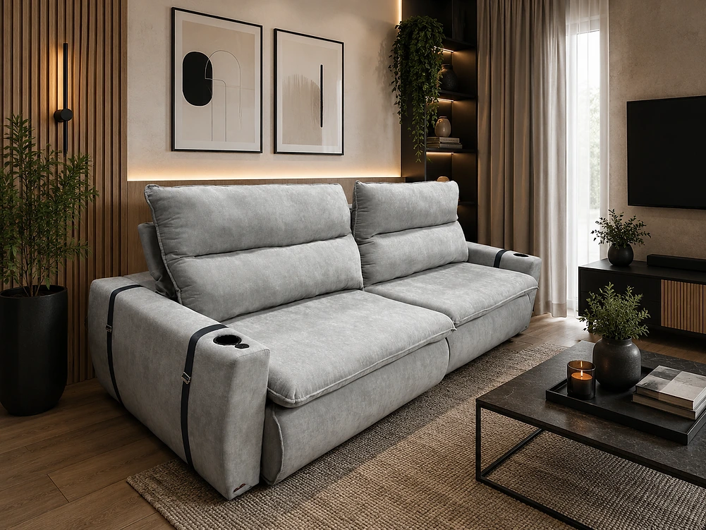 Sofá Reclinable Arbo 3 cuerpos jacquard berlin gris