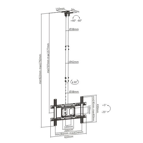 Soporte de techo para LED hasta 50kg